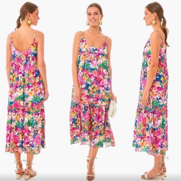Tuckernuck Meade Abstract Floral Tank Maxi Dress Watercolor Sleeveless - Picture 3 of 8
